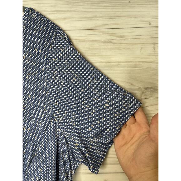 Croft & Barrow Shirt Womens 1X Blue White Short Sleeve Twist Front Stretch Knit - Picture 3 of 8